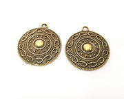 2 Antique Bronze Charms Antique Bronze Plated Charms (37x32mm)  G18780