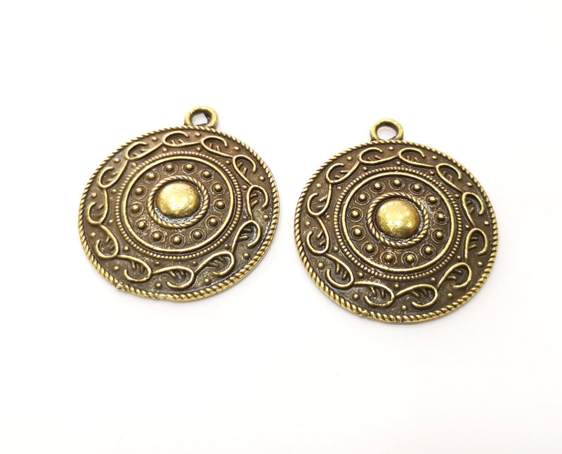 2 Antique Bronze Charms Antique Bronze Plated Charms (37x32mm)  G18780