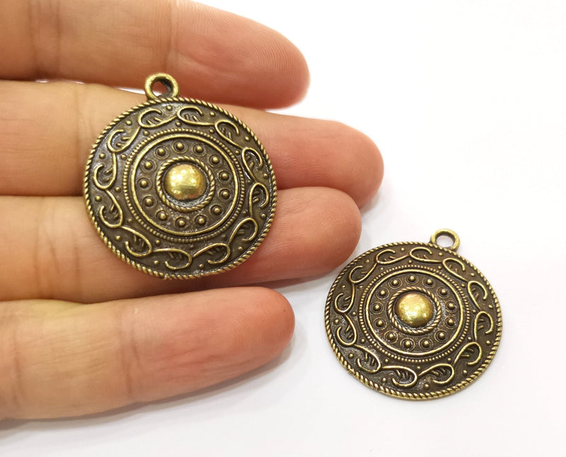 2 Antique Bronze Charms Antique Bronze Plated Charms (37x32mm)  G18780