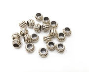 10 Silver Rondelle Beads Antique Silver Plated Beads (8mm)  G19372