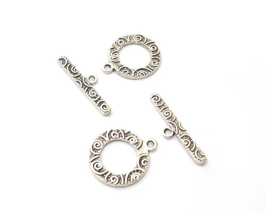 Toggle Clasps 5 sets Antique Silver Plated Toggle Clasp Findings 19x15mm+23x6mm  G19377