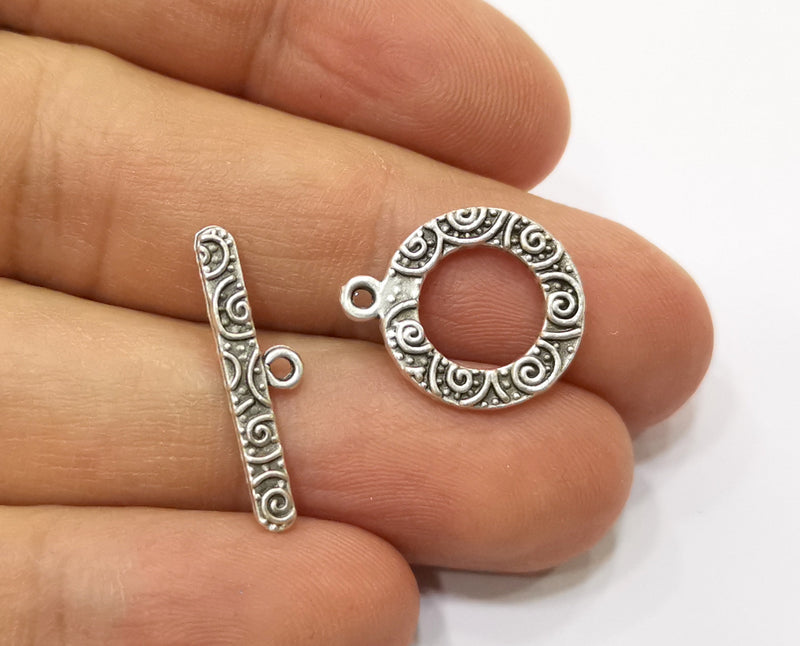 Toggle Clasps 5 sets Antique Silver Plated Toggle Clasp Findings 19x15mm+23x6mm  G19377