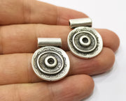2 Silver Charms Antique Silver Plated Charms (27x22mm)  G19378