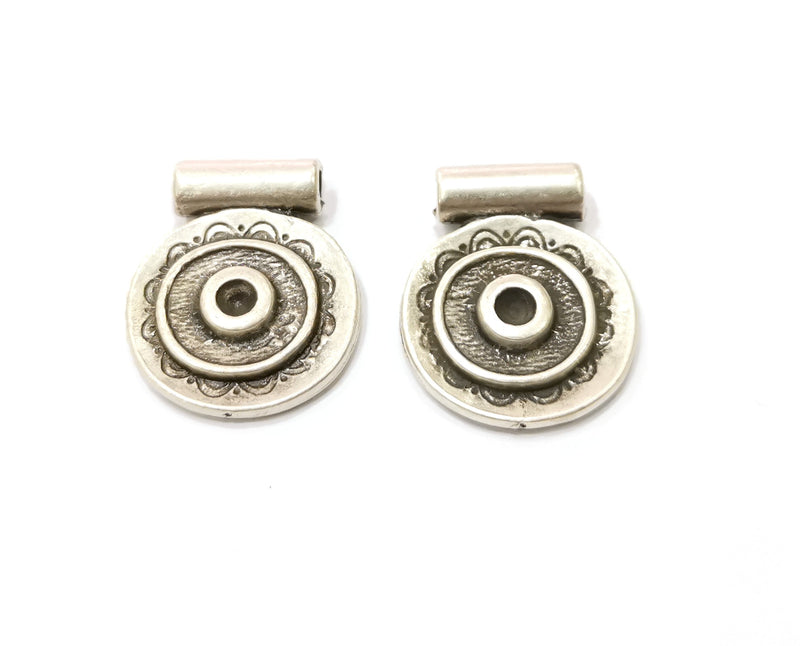2 Silver Charms Antique Silver Plated Charms (27x22mm)  G19378