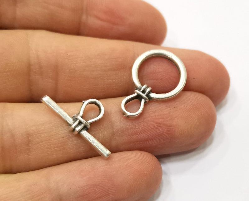Toggle Clasps 10 sets Antique Silver Plated Toggle Clasp Findings 22x15mm+22x10mm  G19382