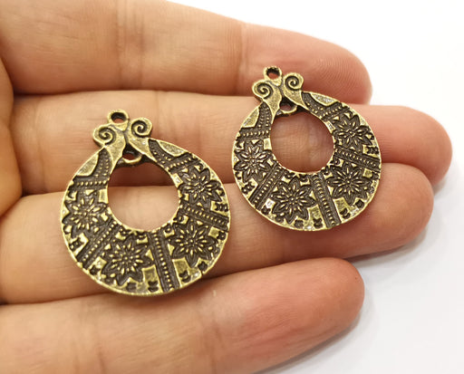 2 Antique Bronze Charms Antique Bronze Plated Charms (34x26mm)  G18790