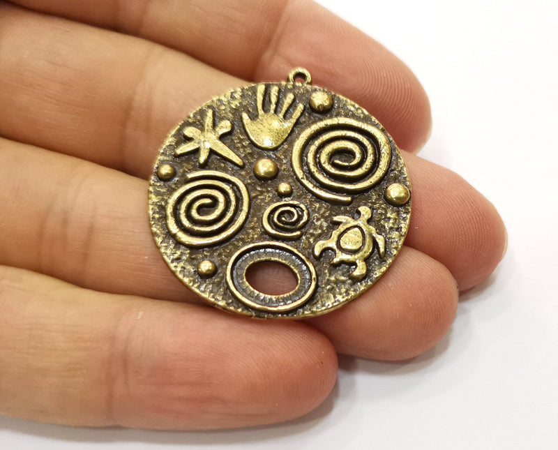 2 Antique Bronze Charms Antique Bronze Plated Charms (38x35mm)  G18792