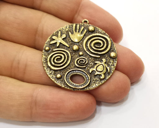 2 Antique Bronze Charms Antique Bronze Plated Charms (38x35mm)  G18792