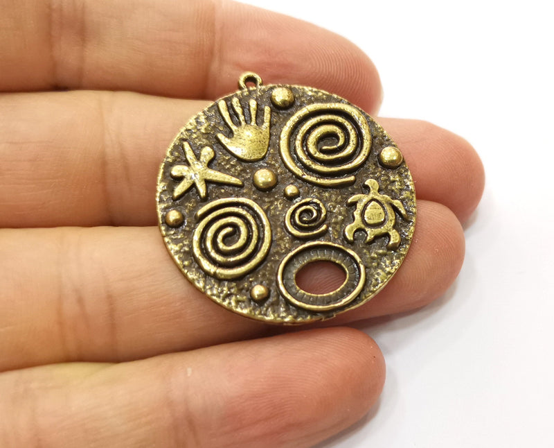 2 Antique Bronze Charms Antique Bronze Plated Charms (38x35mm)  G18792