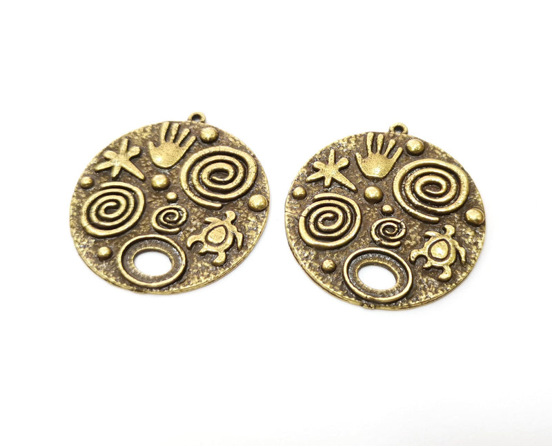 2 Antique Bronze Charms Antique Bronze Plated Charms (38x35mm)  G18792