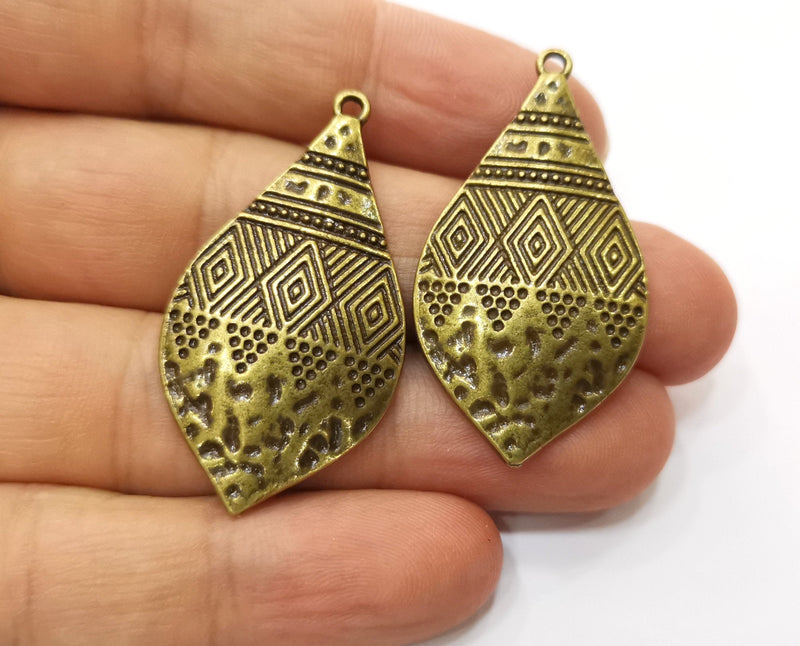 2 Antique Bronze Charms Antique Bronze Plated Charms (44x23mm)  G18794