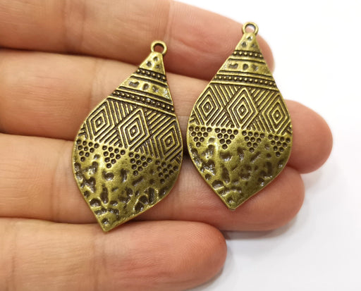 2 Antique Bronze Charms Antique Bronze Plated Charms (44x23mm)  G18794