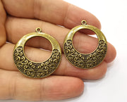 2 Antique Bronze Charms Antique Bronze Plated Charms (34x31mm) G18795
