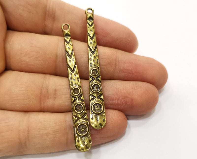 6 Antique Bronze Charms Antique Bronze Plated Charms (60x7mm)  G18799