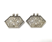 2 Silver Charms Connector Antique Silver Plated Charms (40x30mm)  G19386