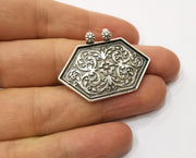 2 Silver Charms Connector Antique Silver Plated Charms (40x30mm)  G19386