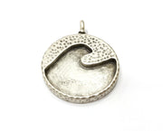 Wave Charms Wave Blank Resin Blank Antique Silver Plated Charms (50x40mm)  G19393