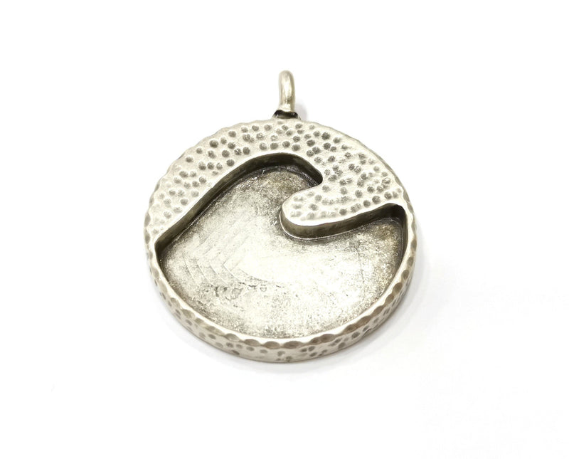 Wave Charms Wave Blank Resin Blank Antique Silver Plated Charms (50x40mm)  G19393