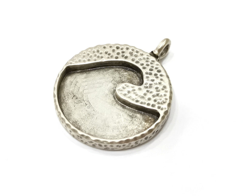 Wave Charms Wave Blank Resin Blank Antique Silver Plated Charms (50x40mm)  G19393
