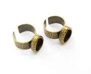 Antique Bronze Ring Blank Setting Cabochon Base inlay Ring Backs Mounting Adjustable Ring Bezel (14x10mm blank) Antique Bronze Plated G18804