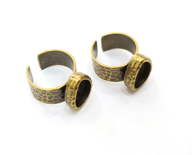 Antique Bronze Ring Blank Setting Cabochon Base inlay Ring Backs Mounting Adjustable Ring Bezel (14x10mm blank) Antique Bronze Plated G18804