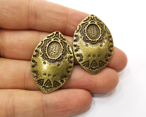 2 Antique Bronze Charms Antique Bronze Plated Charms (38x25mm)  G18806