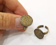 Antique Bronze Ring Blank Base Bezel Settings Cabochon Base Mountings Adjustable (17mm blank ) Antique Bronze Plated G18807