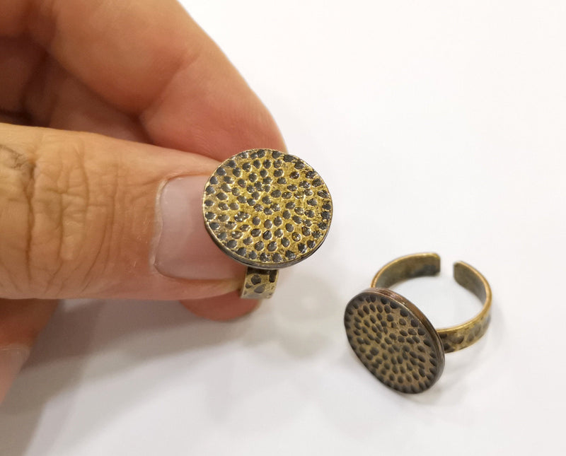 Antique Bronze Ring Blank Base Bezel Settings Cabochon Base Mountings Adjustable (17mm blank ) Antique Bronze Plated G18807