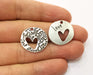 4 Heart Charms Antique Silver Plated Charms (21mm) G18808