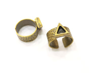 Antique Bronze Ring Blank Setting Cabochon Base inlay Ring Backs Mounting Adjustable Ring Bezel (6x6mm blank) Antique Bronze Plated G18809