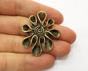 2 Flower Charm Antique Bronze Charm (44x37mm) G18810