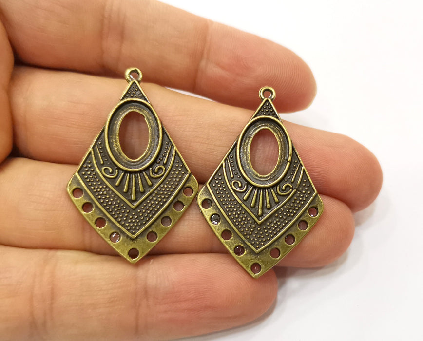 2 Antique Bronze Charms Connector Antique Bronze Plated Charms  (41x26mm)  G18813