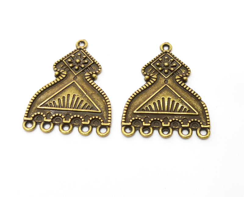 2 Antique Bronze Charms Connector Antique Bronze Plated Charms (33x25mm)  G18817