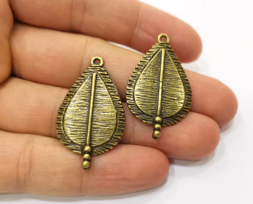 2 Antique Bronze Drop Charms Antique Bronze Plated Charms (38x22mm)  G18819