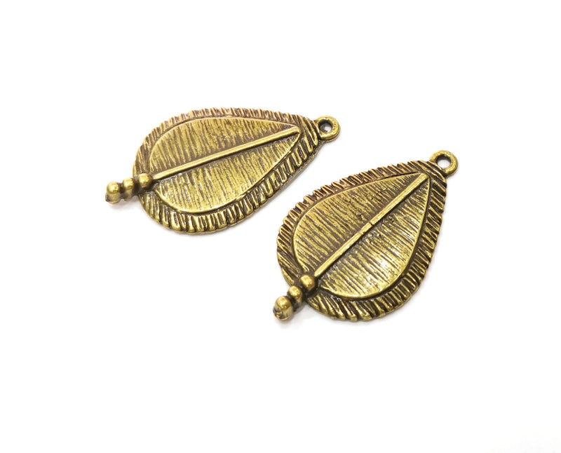 2 Antique Bronze Drop Charms Antique Bronze Plated Charms (38x22mm)  G18819
