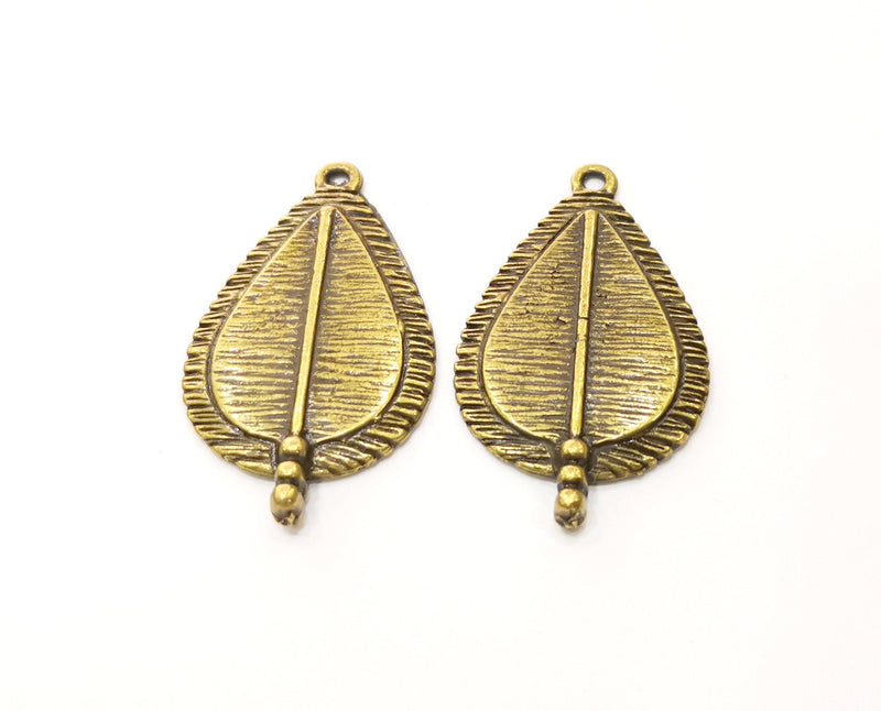 2 Antique Bronze Drop Charms Antique Bronze Plated Charms (38x22mm)  G18819