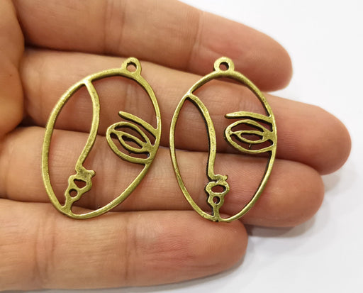 2 Antique Bronze Charms Antique Bronze Plated Charms (40x26mm)  G18822