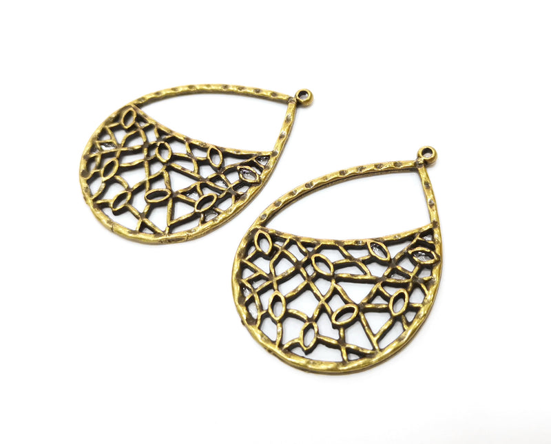 2 Antique Bronze Charms Antique Bronze Plated Charms (47x33mm)  G18823