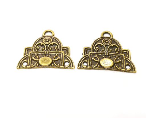 2 Antique Bronze Charms Antique Bronze Plated Charms (35x28mm)  G18824