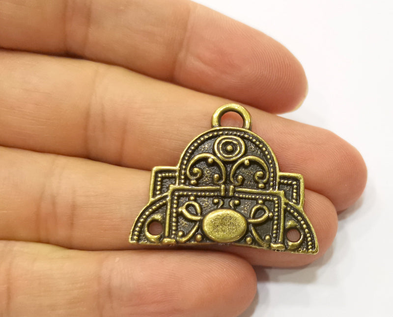 2 Antique Bronze Charms Antique Bronze Plated Charms (35x28mm)  G18824