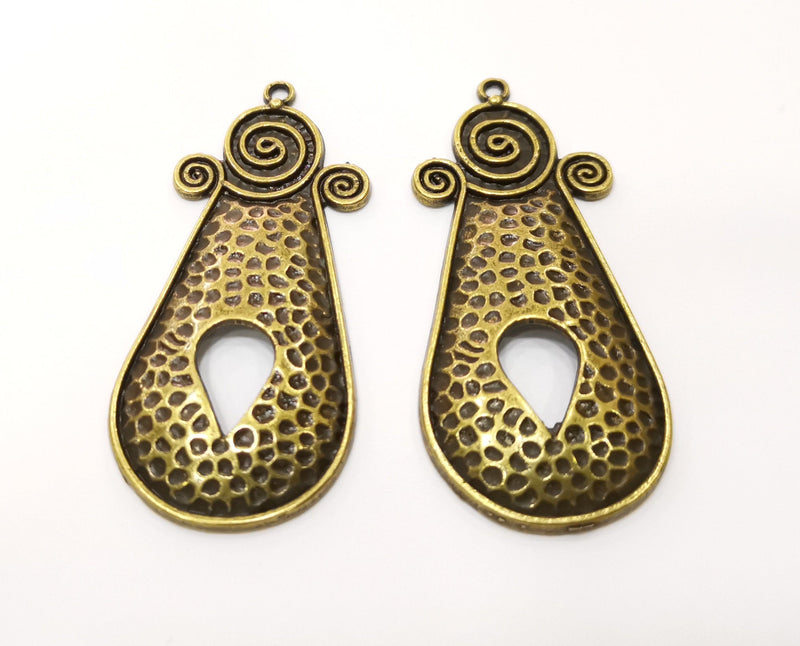 2 Antique Bronze Charms Antique Bronze Plated Charms (56x25mm)  G18826