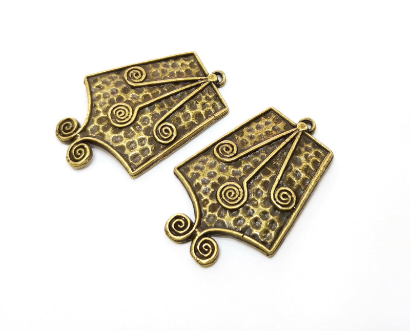 2 Antique Bronze Charms Antique Bronze Plated Charms (36x24mm)  G18828