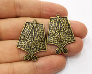 2 Antique Bronze Charms Antique Bronze Plated Charms (36x24mm)  G18828