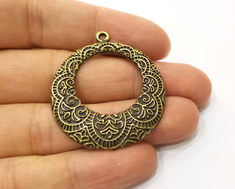 2 Antique Bronze Charms Antique Bronze Plated Charms  (43x38mm)  G18830