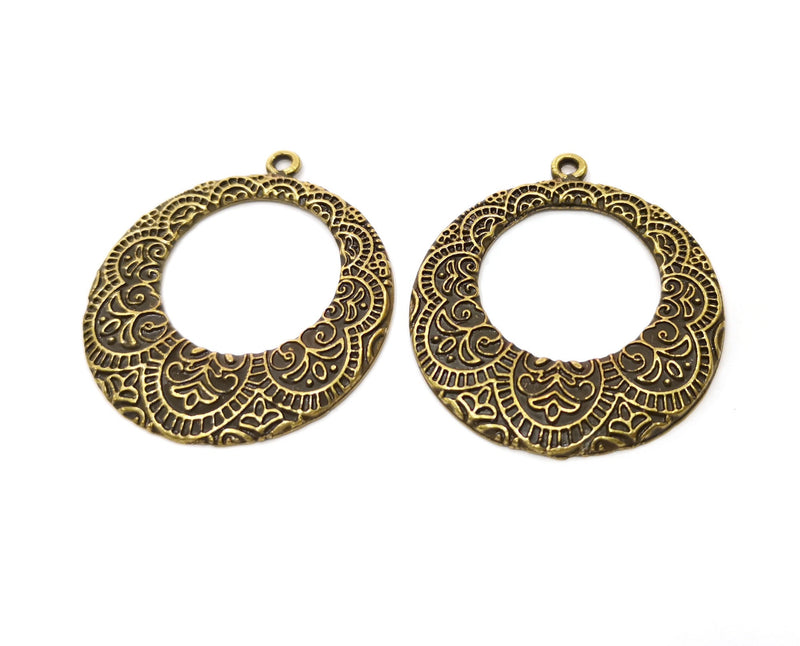 2 Antique Bronze Charms Antique Bronze Plated Charms  (43x38mm)  G18830