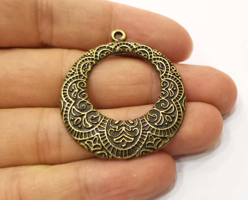 2 Antique Bronze Charms Antique Bronze Plated Charms  (43x38mm)  G18830