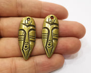 2 Antique Bronze Mask Charms Antique Bronze Plated Charms (39x15mm)  G18834