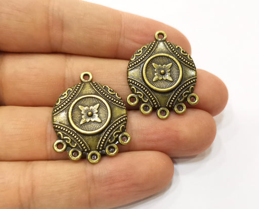 2 Antique Bronze Charms Connector Antique Bronze Plated Charms (30x23mm)  G18835