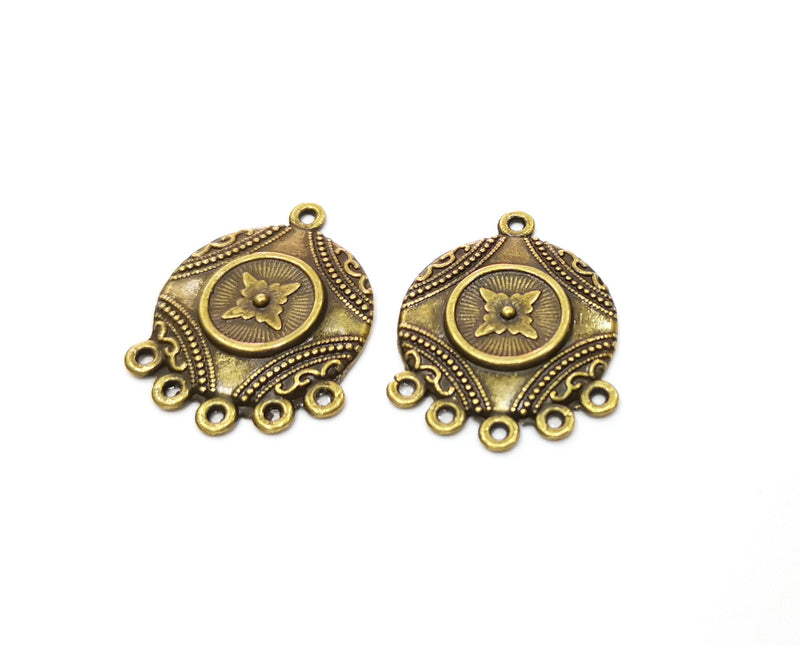 2 Antique Bronze Charms Connector Antique Bronze Plated Charms (30x23mm)  G18835