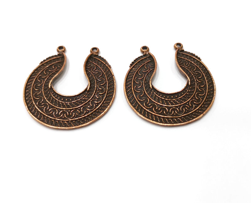 2 Copper Charms Connector Antique Copper Plated Charms (37x34mm)  G19400